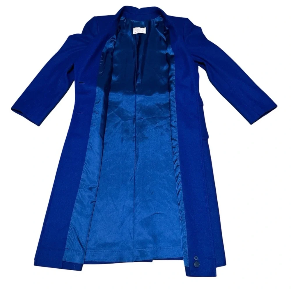 PENDLETON Pure Virgin Wool Single Breast Button Blue Trench Coat Medium Petite